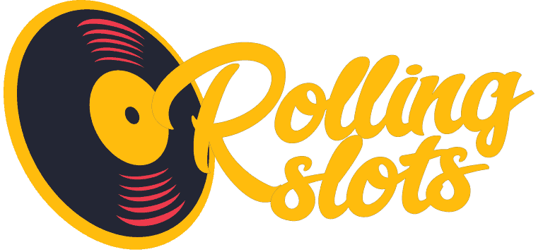 Vintage vinyl record with "Rolling Slots" logo in.  Rolling Slots Casino Online Canada
