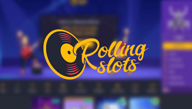 Rolling Slots Casino logo with spinning record.  Rolling Slots Casino Online Canada